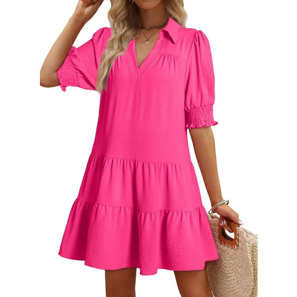 GIOIO - Vestido Mujer Casual Versátil y Cómodo Rojo