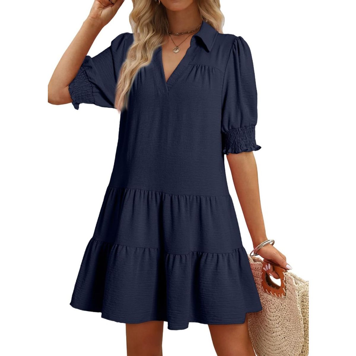 GIOIO - Vestido Mujer Casual Versátil y Cómodo Azul