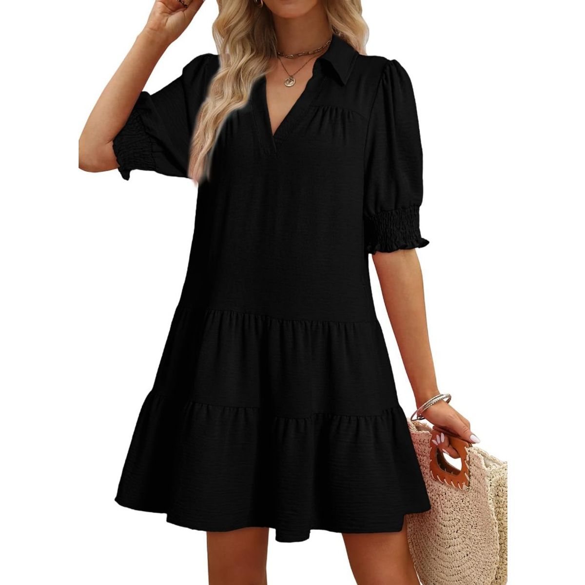 GIOIO - Vestido Mujer Casual Versátil y Cómodo Negro