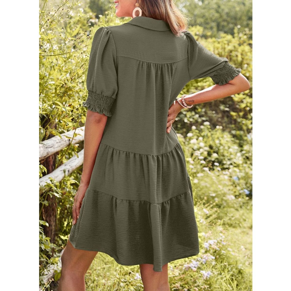 GIOIO - Vestido Mujer Casual Versátil y Cómodo Verde