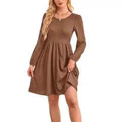 GIOIO - Vestido Mujer Casual Versátil y Cómodo Marrón