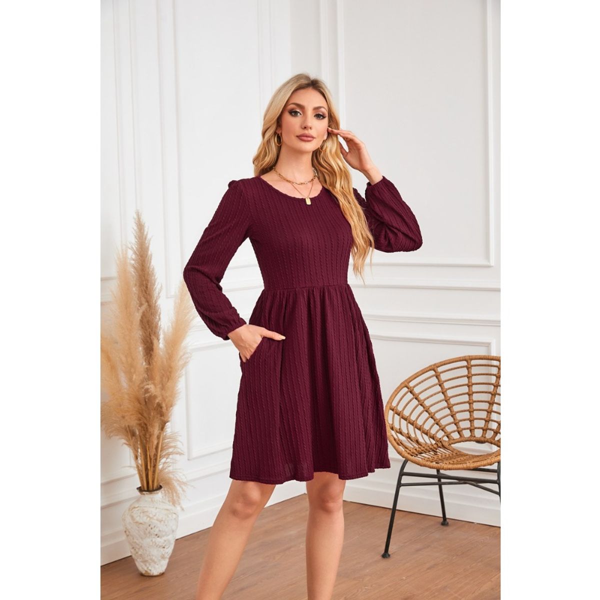 GIOIO - Vestido Mujer Casual Versátil y Cómodo Rojo