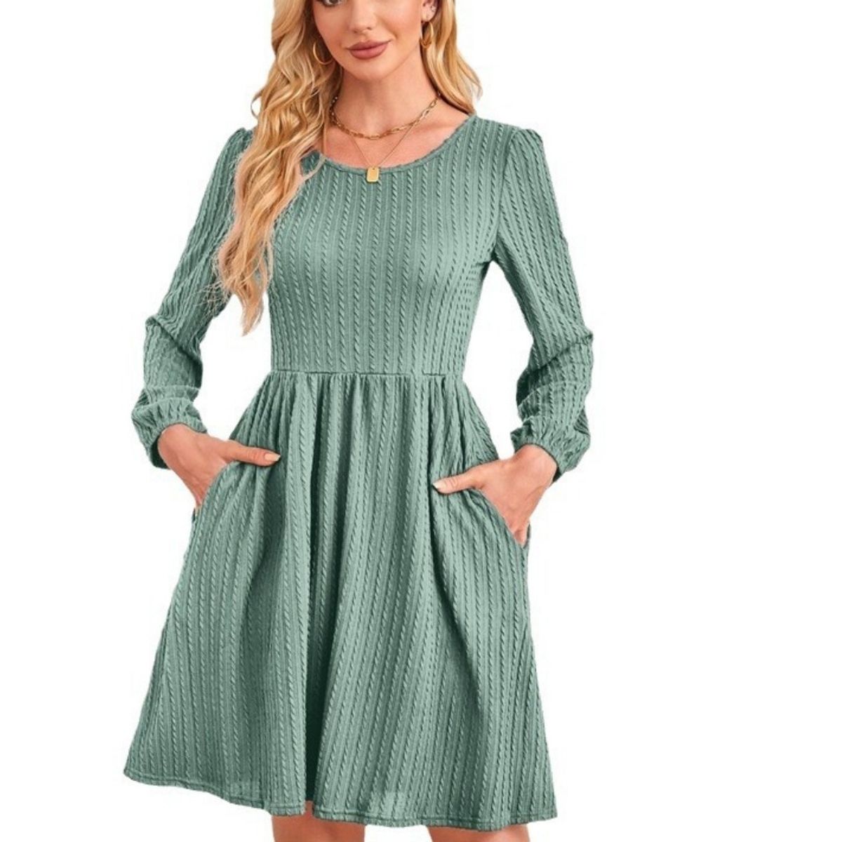 GIOIO - Vestido Mujer Casual Versátil y Cómodo Verde
