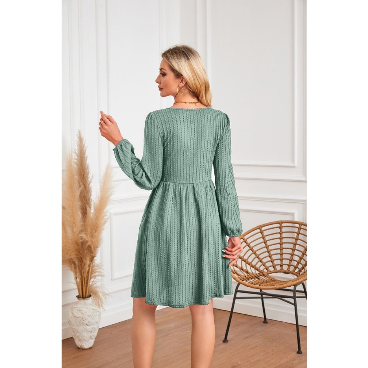 GIOIO - Vestido Mujer Casual Versátil y Cómodo Verde