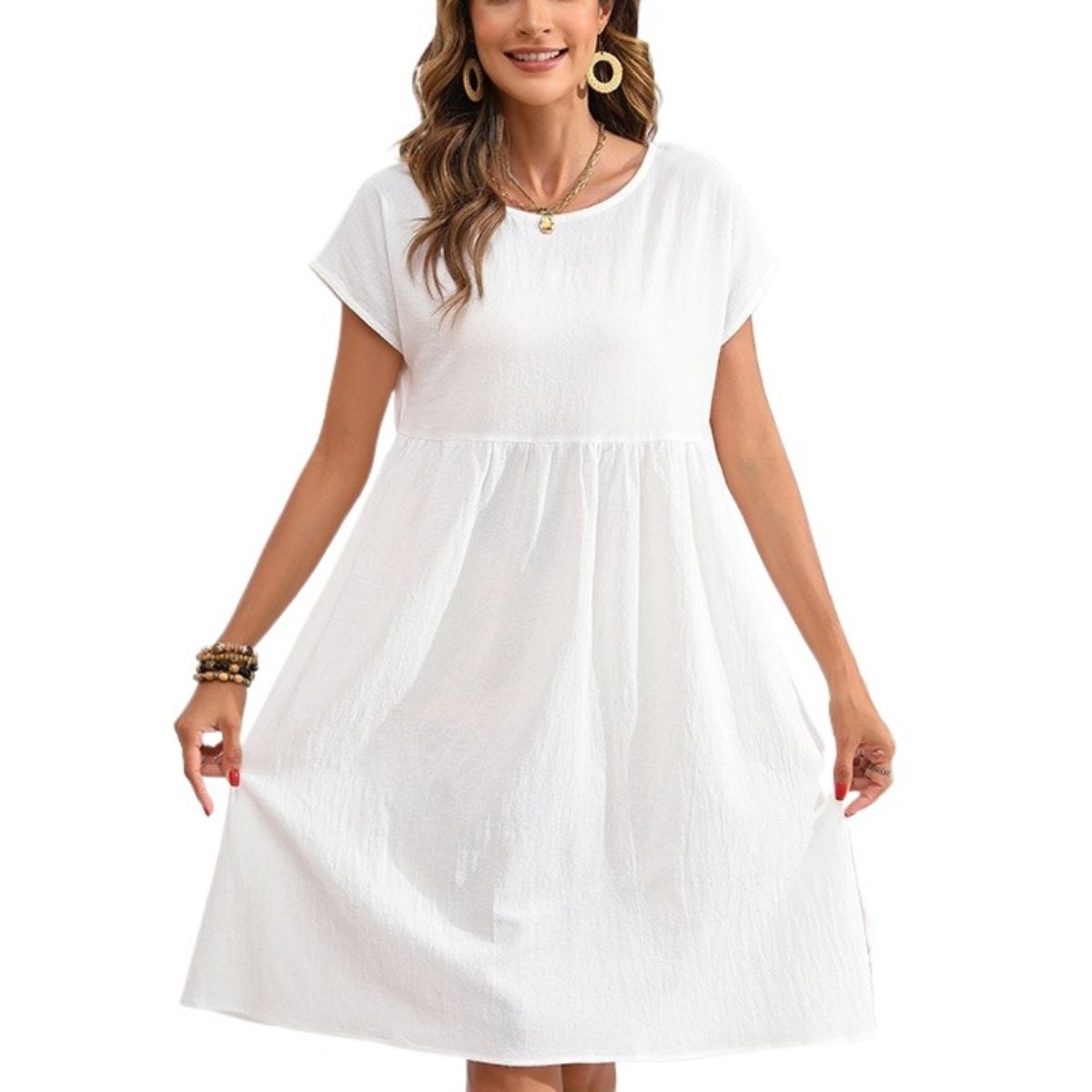 GIOIO - Vestido Mujer Casual Versátil y Cómodo Blanco