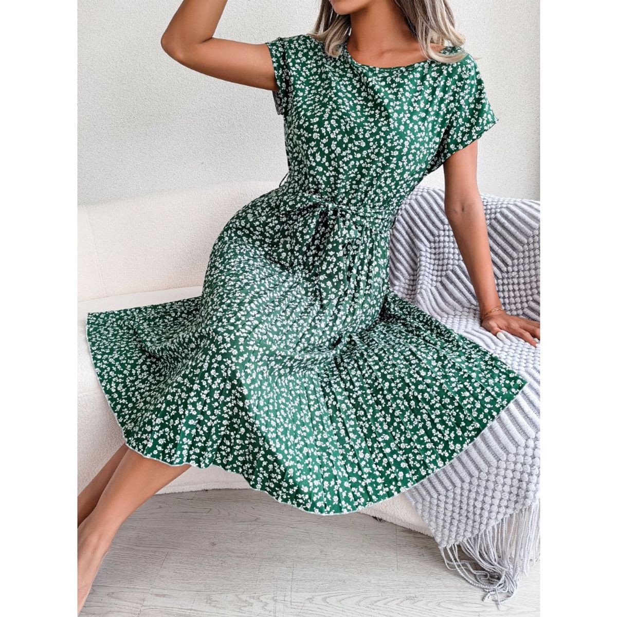 GIOIO - Vestido Mujer Casual Versátil y Cómodo Verde