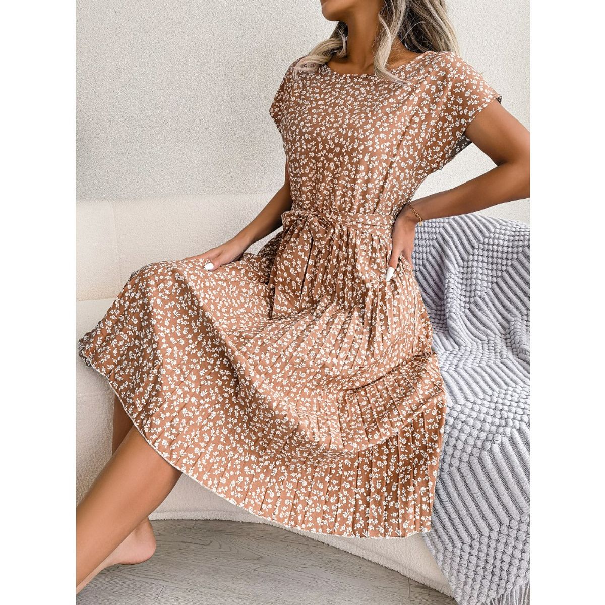 GIOIO - Vestido Mujer Casual Versátil y Cómodo Marrón
