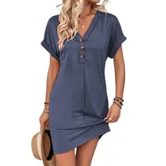 GIOIO - Vestido Mujer Casual Versátil y Cómodo Azul
