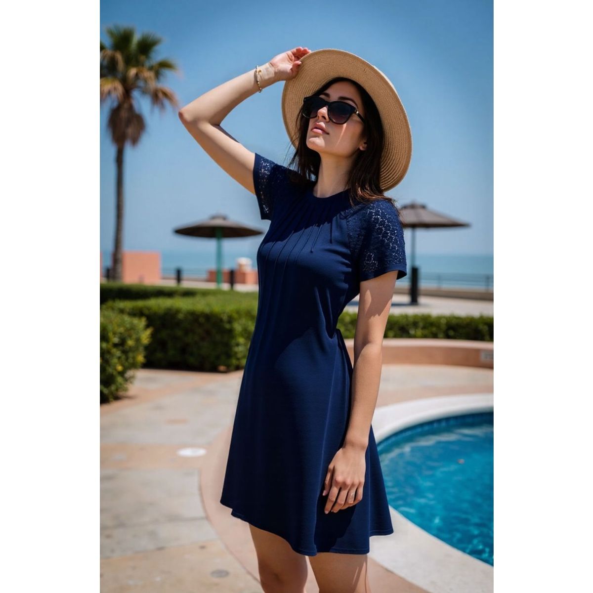 GIOIO - Vestido Mujer Casual Versátil y Cómodo Azul