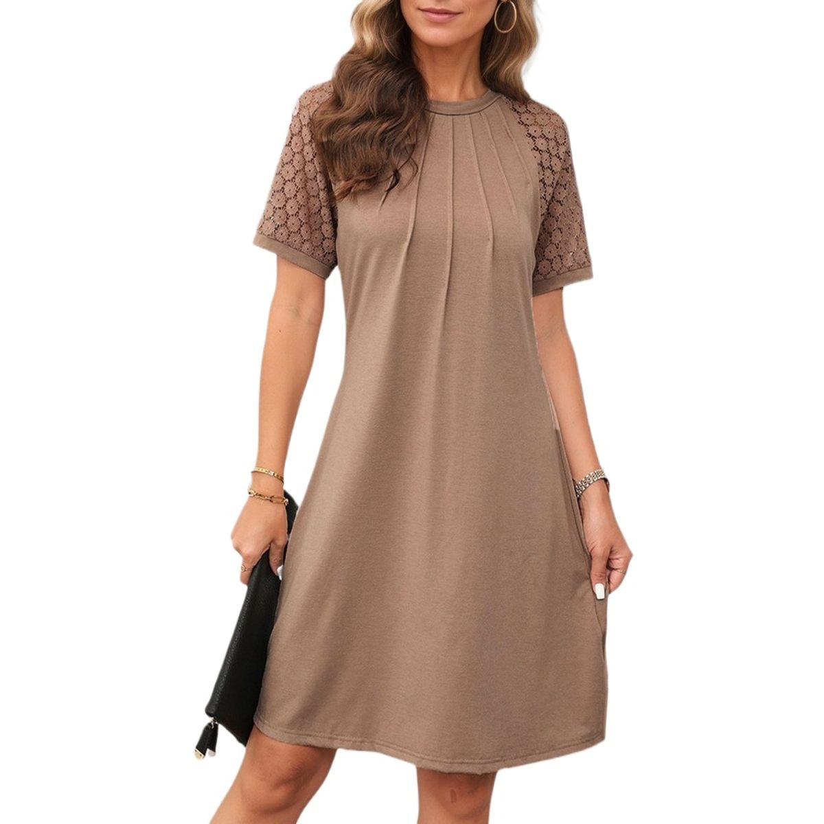 GIOIO - Vestido Mujer Casual Versátil y Cómodo Marrón