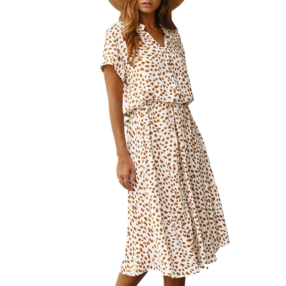 GIOIO - Vestido Mujer Casual Versátil y Cómodo Blanco