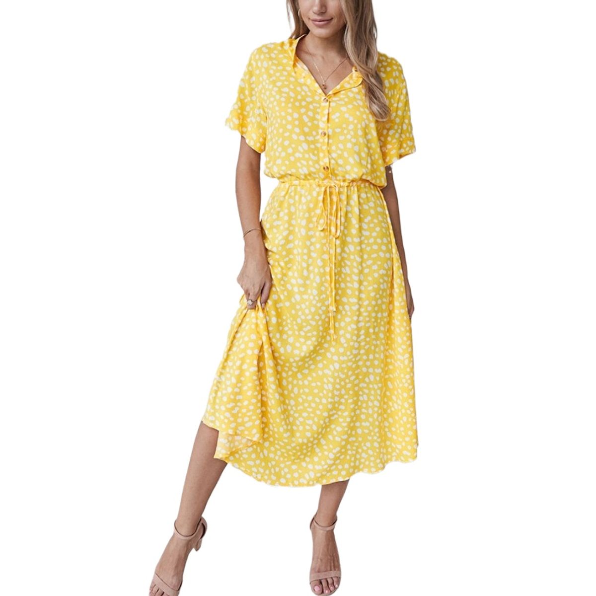 GIOIO - Vestido Mujer Casual Versátil y Cómodo Amarillo