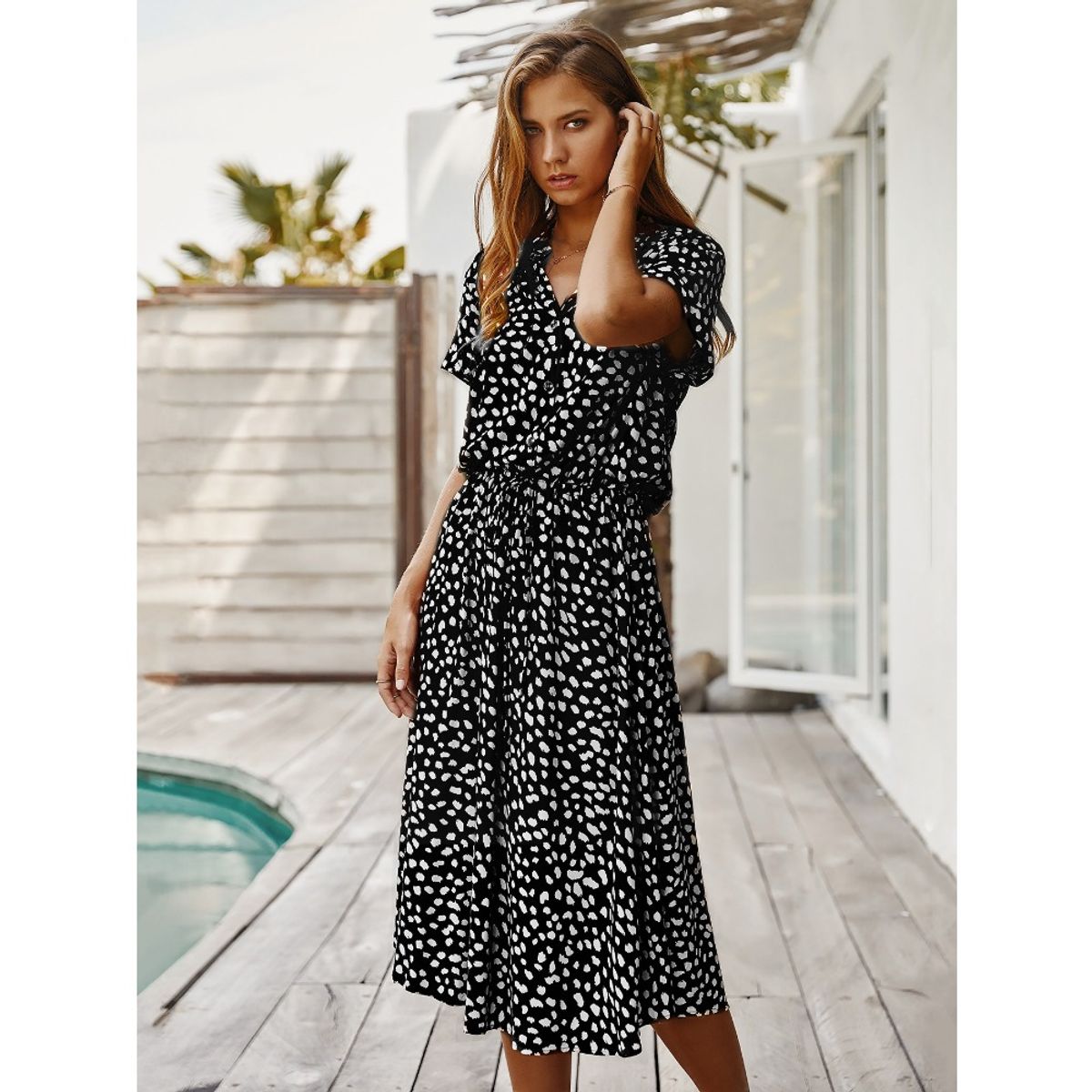 GIOIO - Vestido Mujer Casual Versátil y Cómodo Negro