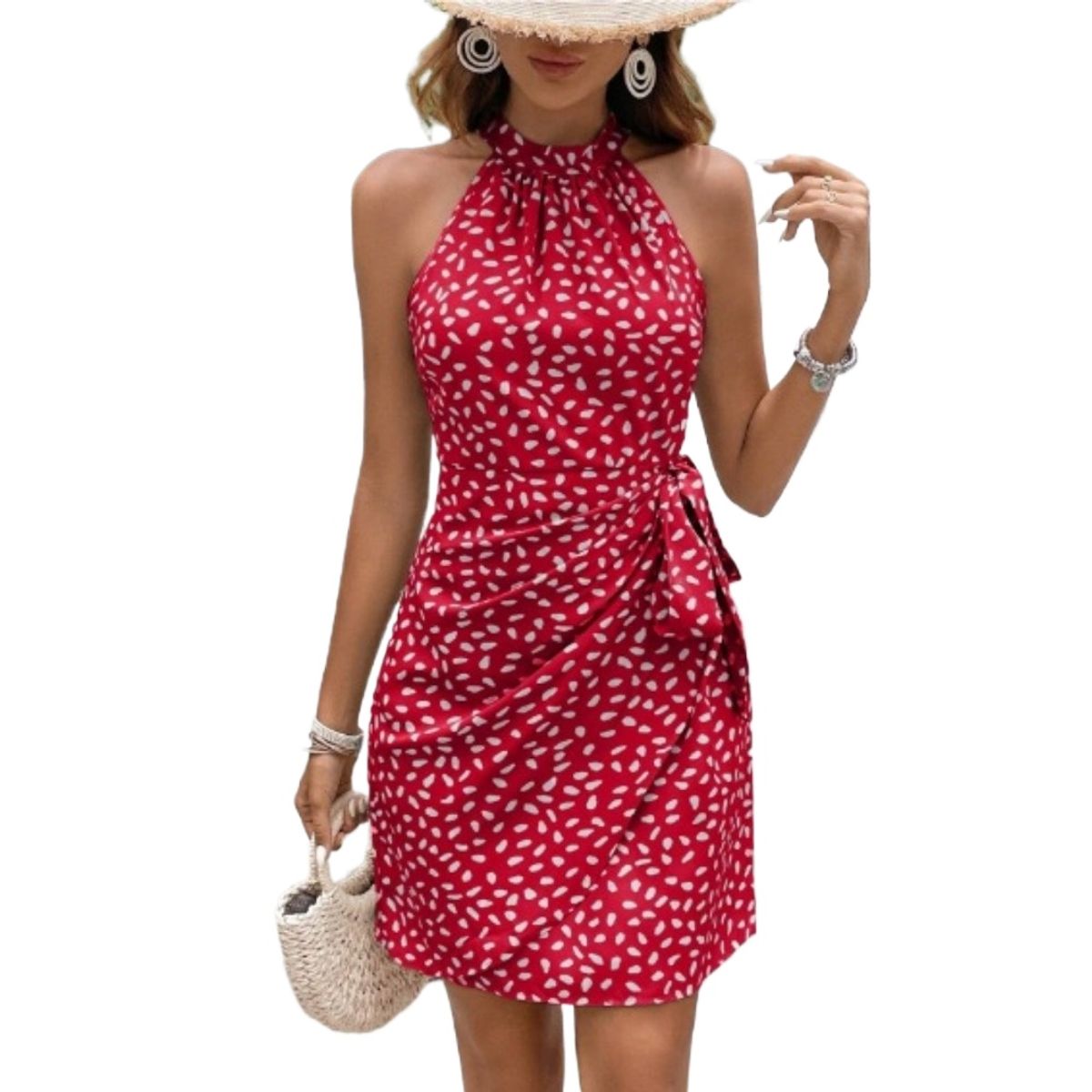 GIOIO - Vestido Mujer Casual Versátil y Cómodo Rojo