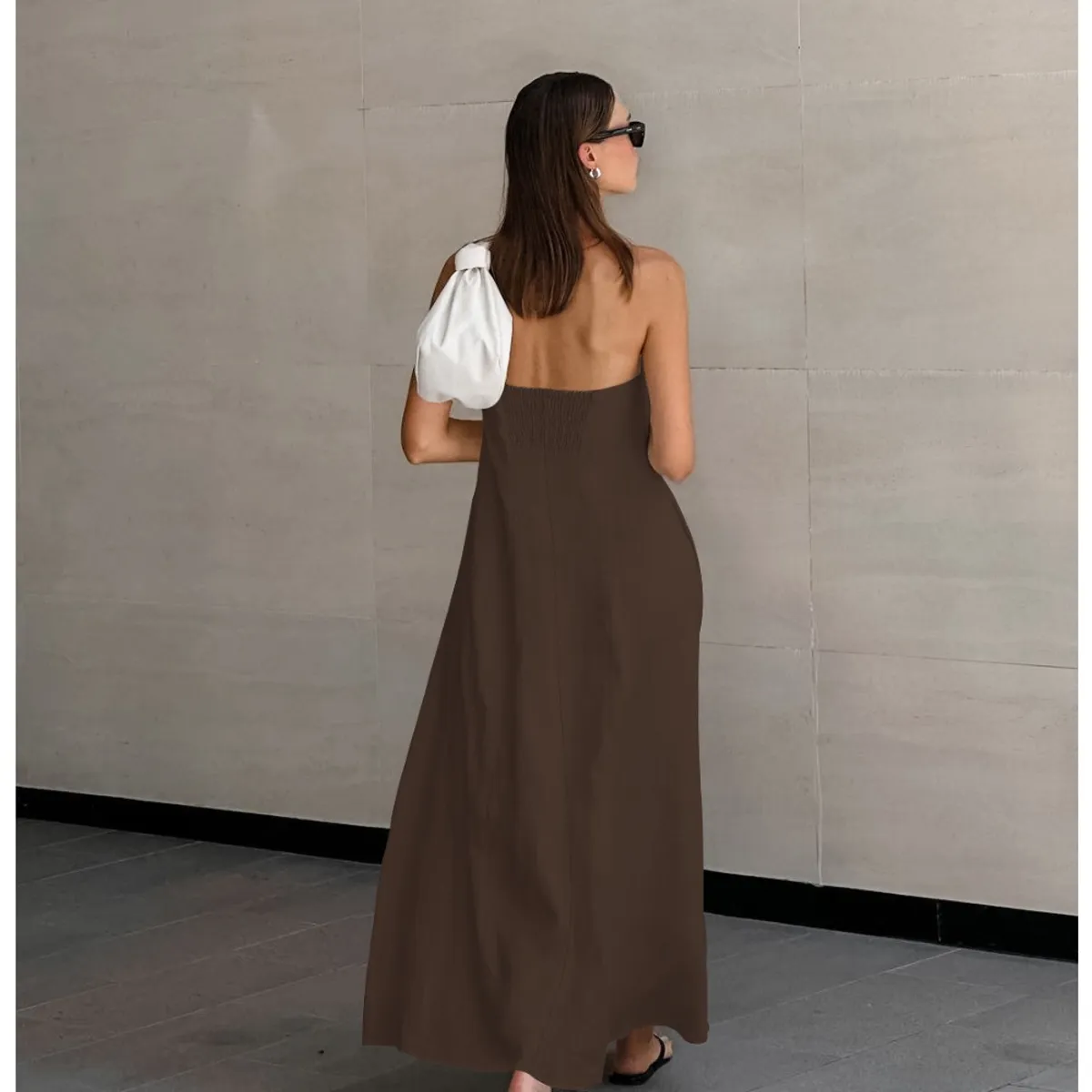 GIOIO - Vestido Mujer Casual Versátil y Cómodo Marrón