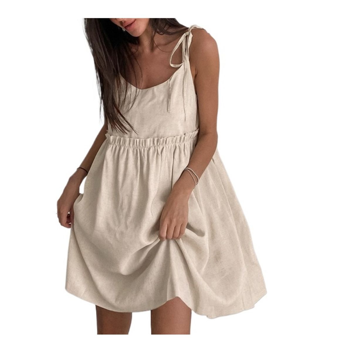 GIOIO - Vestido Mujer Casual Versátil y Cómodo Beige