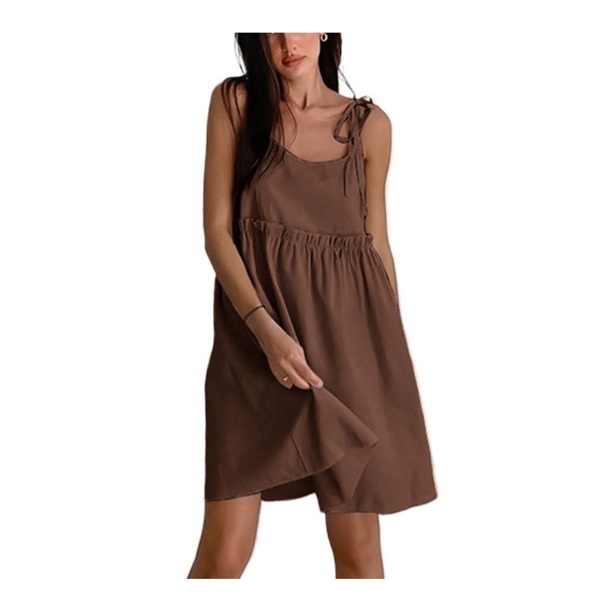 GIOIO - Vestido Mujer Casual Versátil y Cómodo Marrón