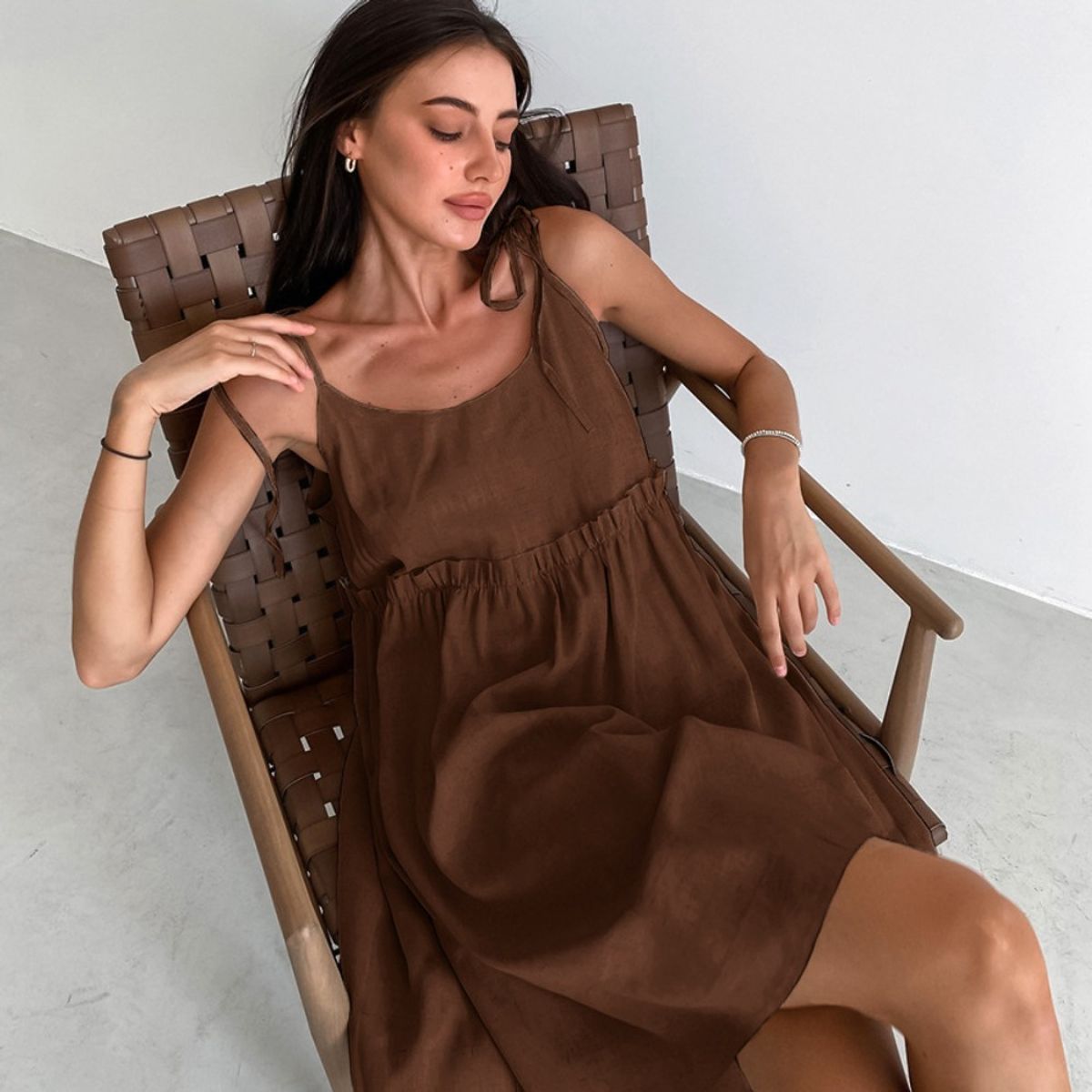 GIOIO - Vestido Mujer Casual Versátil y Cómodo Marrón