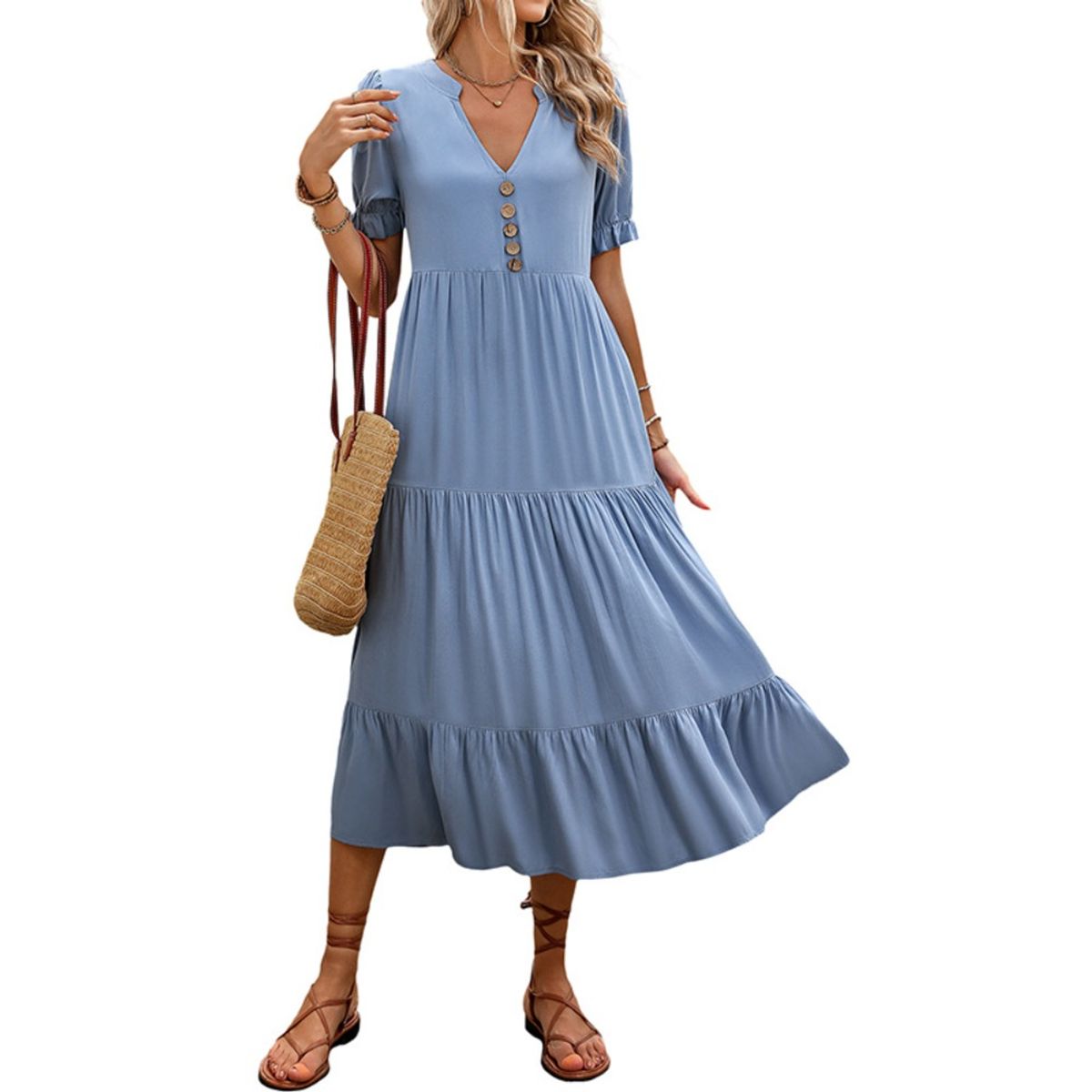 GIOIO - Vestido Mujer Casual Versátil y Cómodo Azul