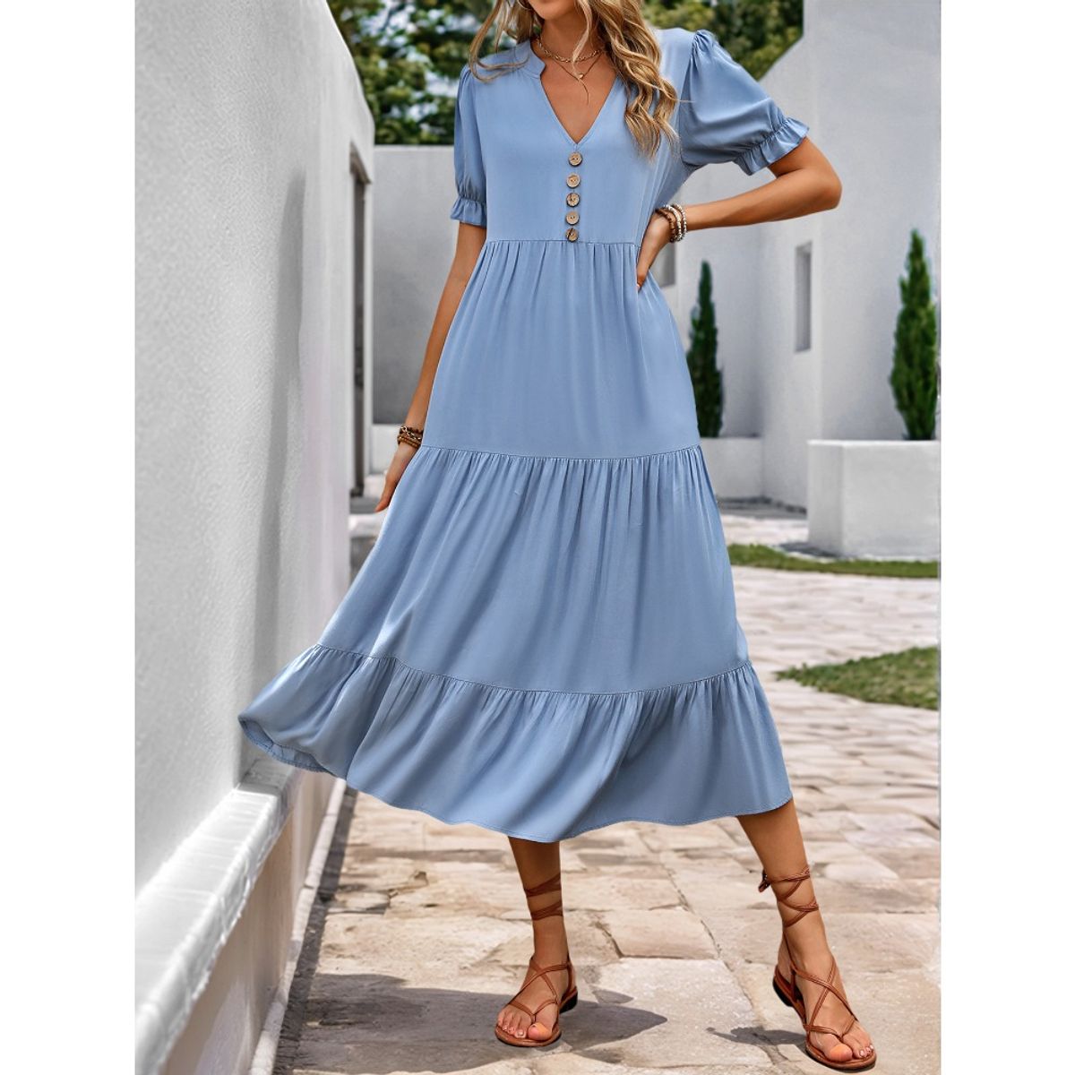 GIOIO - Vestido Mujer Casual Versátil y Cómodo Azul