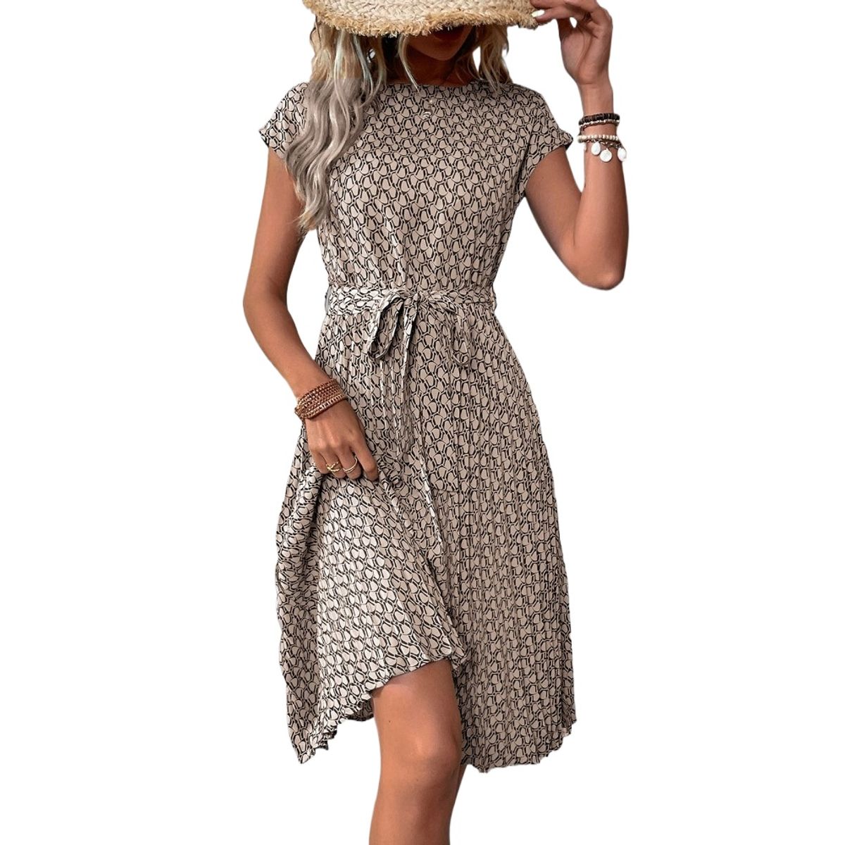 GIOIO - Vestido Mujer Casual Versátil y Cómodo Beige