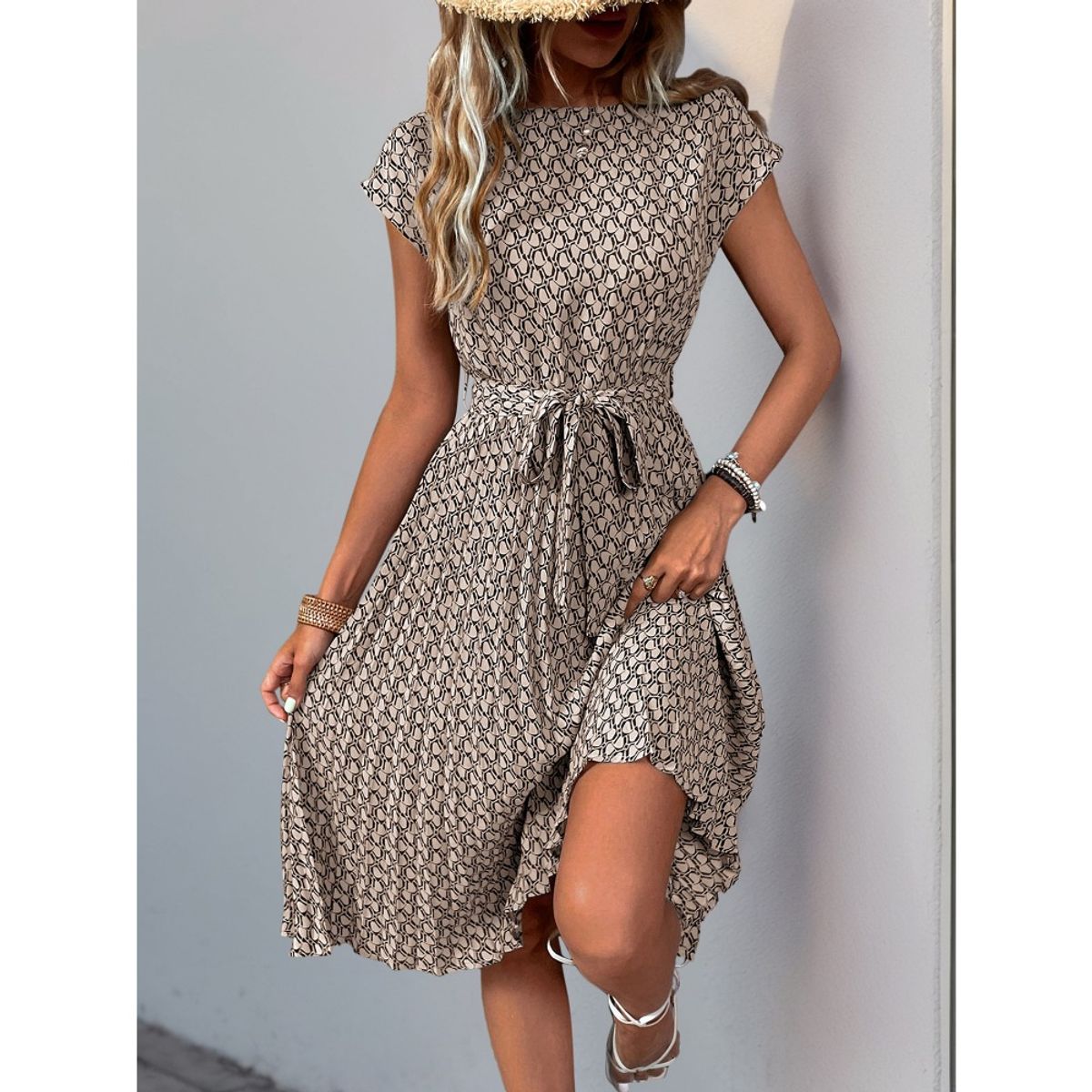 GIOIO - Vestido Mujer Casual Versátil y Cómodo Beige