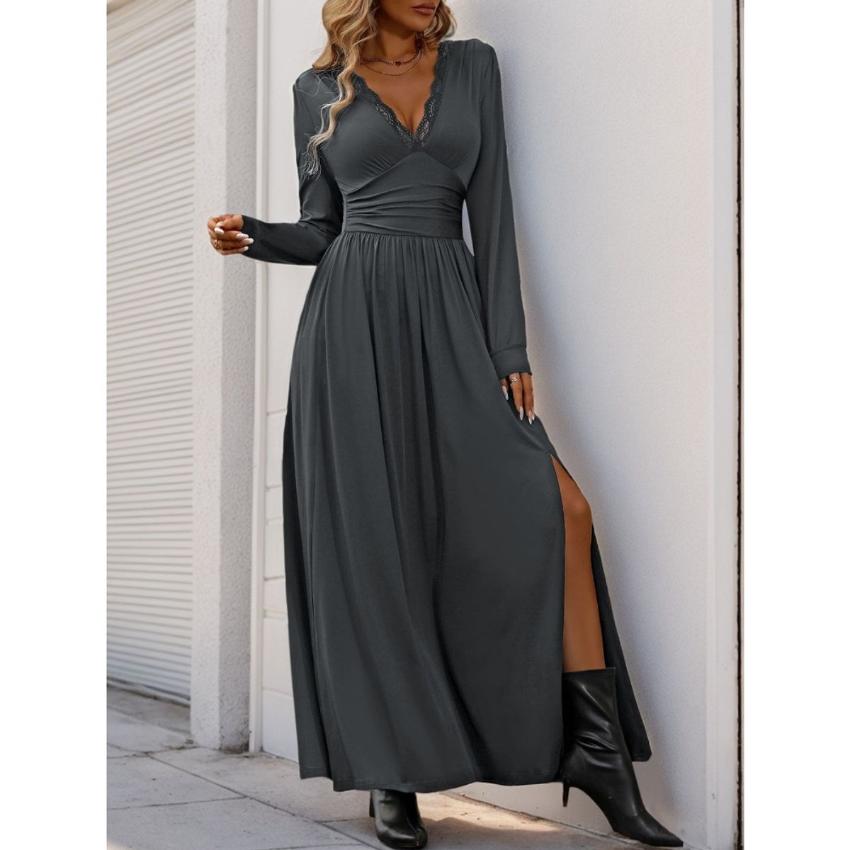 GIOIO - Vestido Mujer Casual Versátil y Cómodo Gris