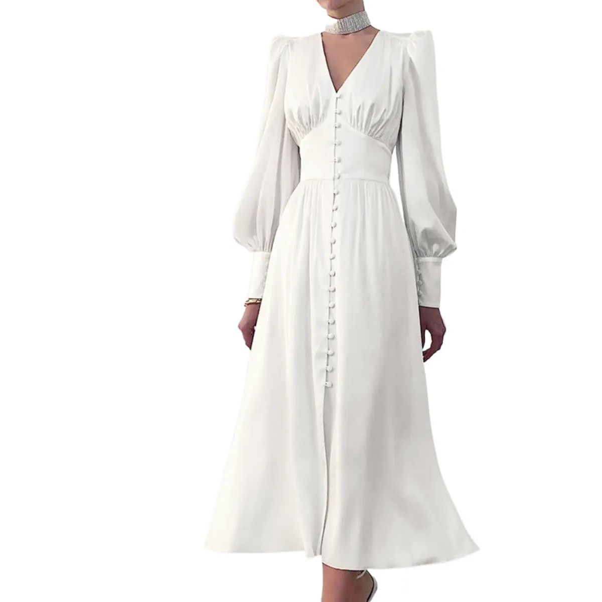GIOIO - Vestido Mujer Casual Versátil y Cómodo Blanco