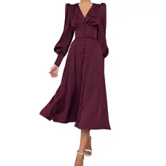 GIOIO - Vestido Mujer Casual Versátil y Cómodo Rojo