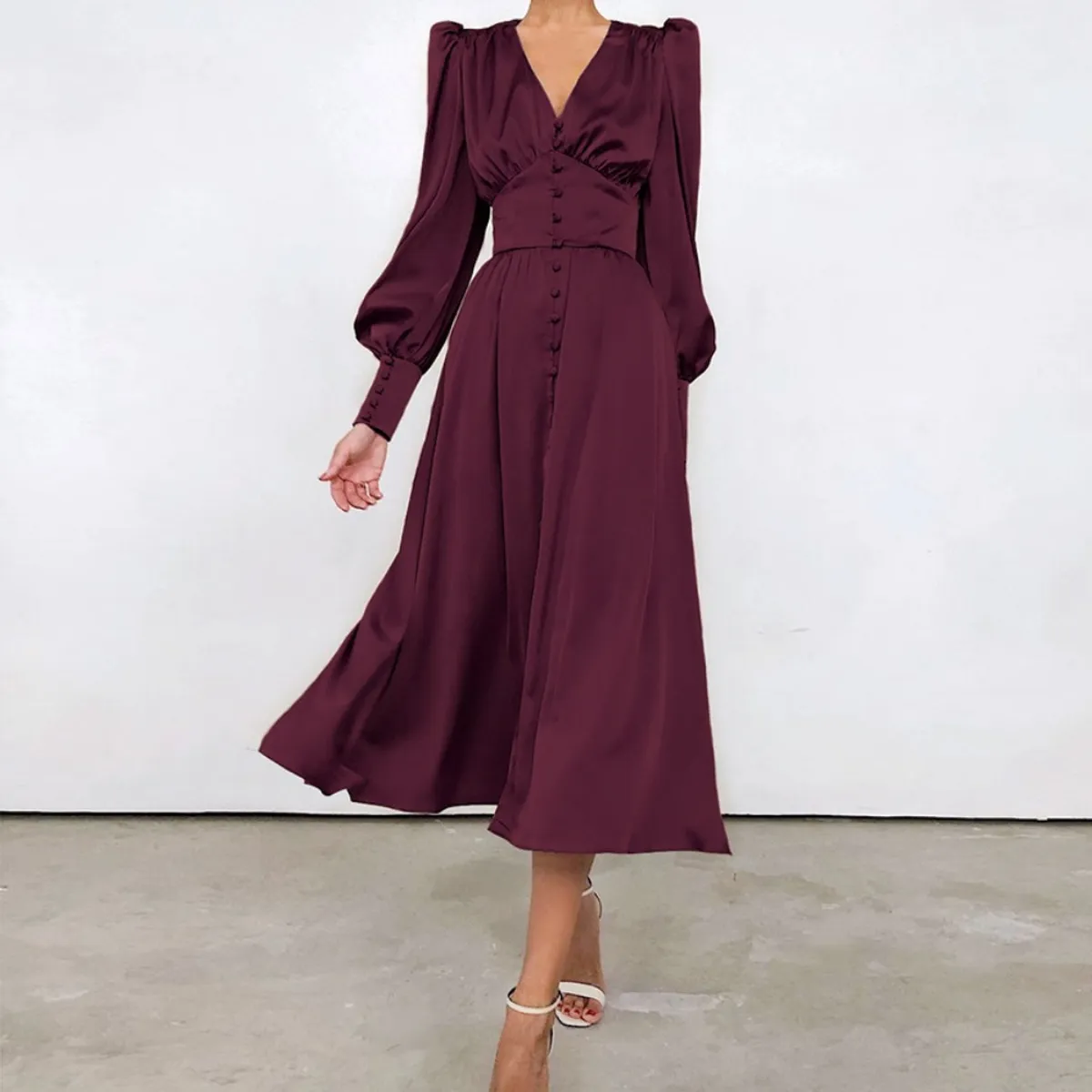 GIOIO - Vestido Mujer Casual Versátil y Cómodo Rojo