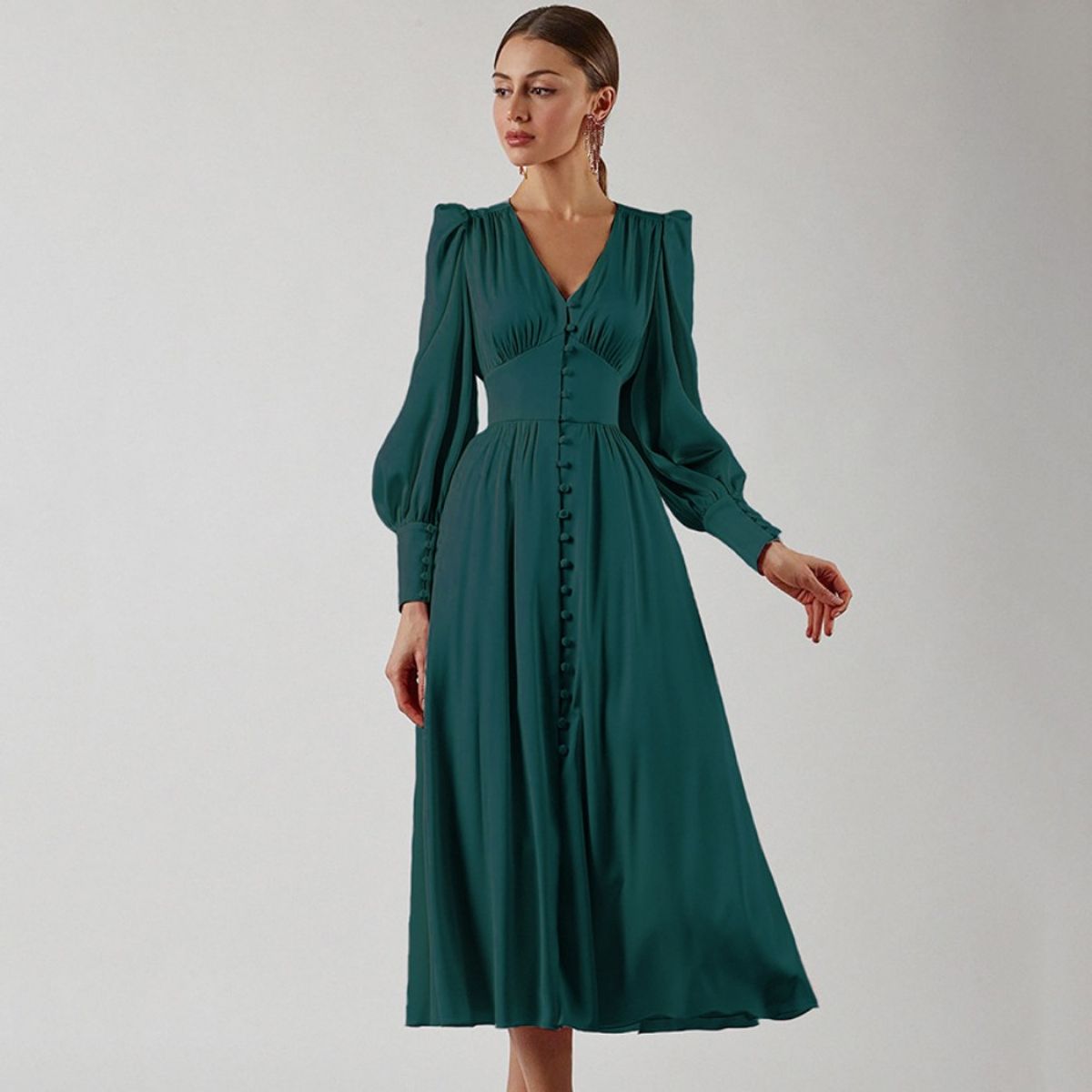 GIOIO - Vestido Mujer Casual Versátil y Cómodo Verde