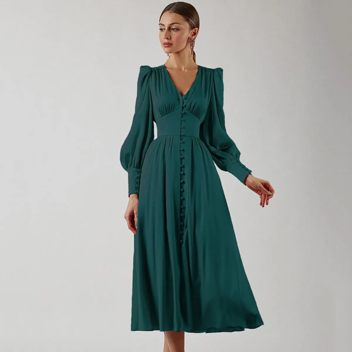 GIOIO - Vestido Mujer Casual Versátil y Cómodo Verde