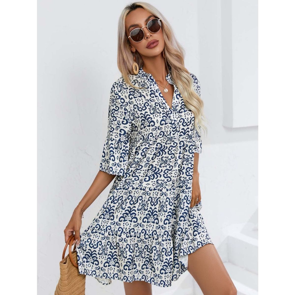 GIOIO - Vestido Mujer Casual Versátil y Cómodo Azul