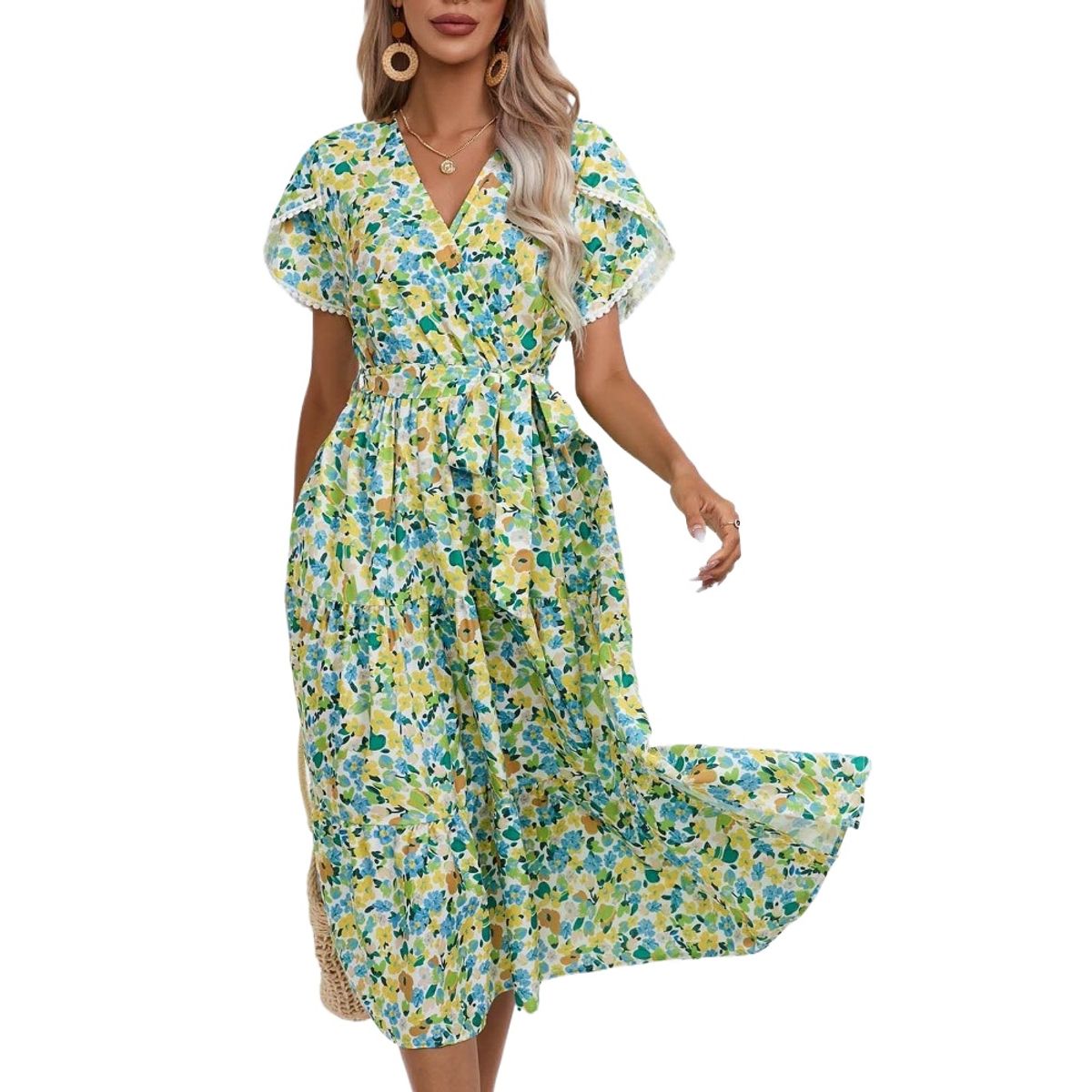 GIOIO - Vestido Mujer Casual Versátil y Cómodo Verde