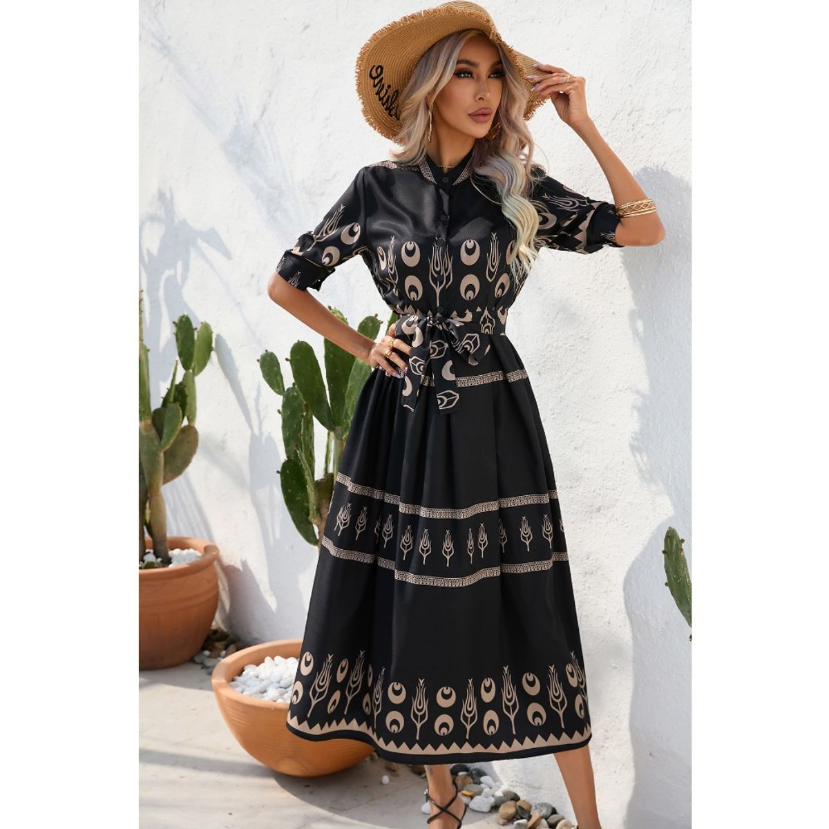 GIOIO - Vestido Mujer Casual Versátil y Cómodo Negro