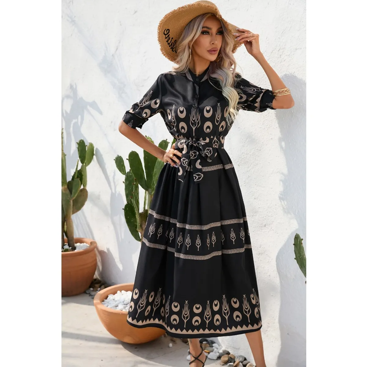 GIOIO - Vestido Mujer Casual Versátil y Cómodo Negro