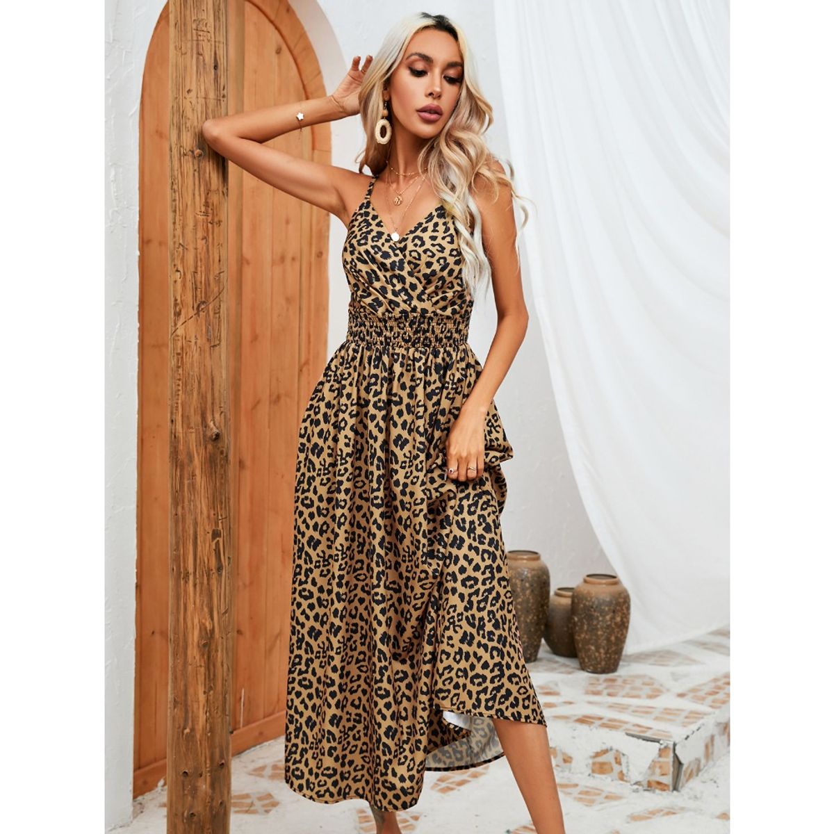 GIOIO - Vestido Mujer Casual Versátil y Cómodo Marrón