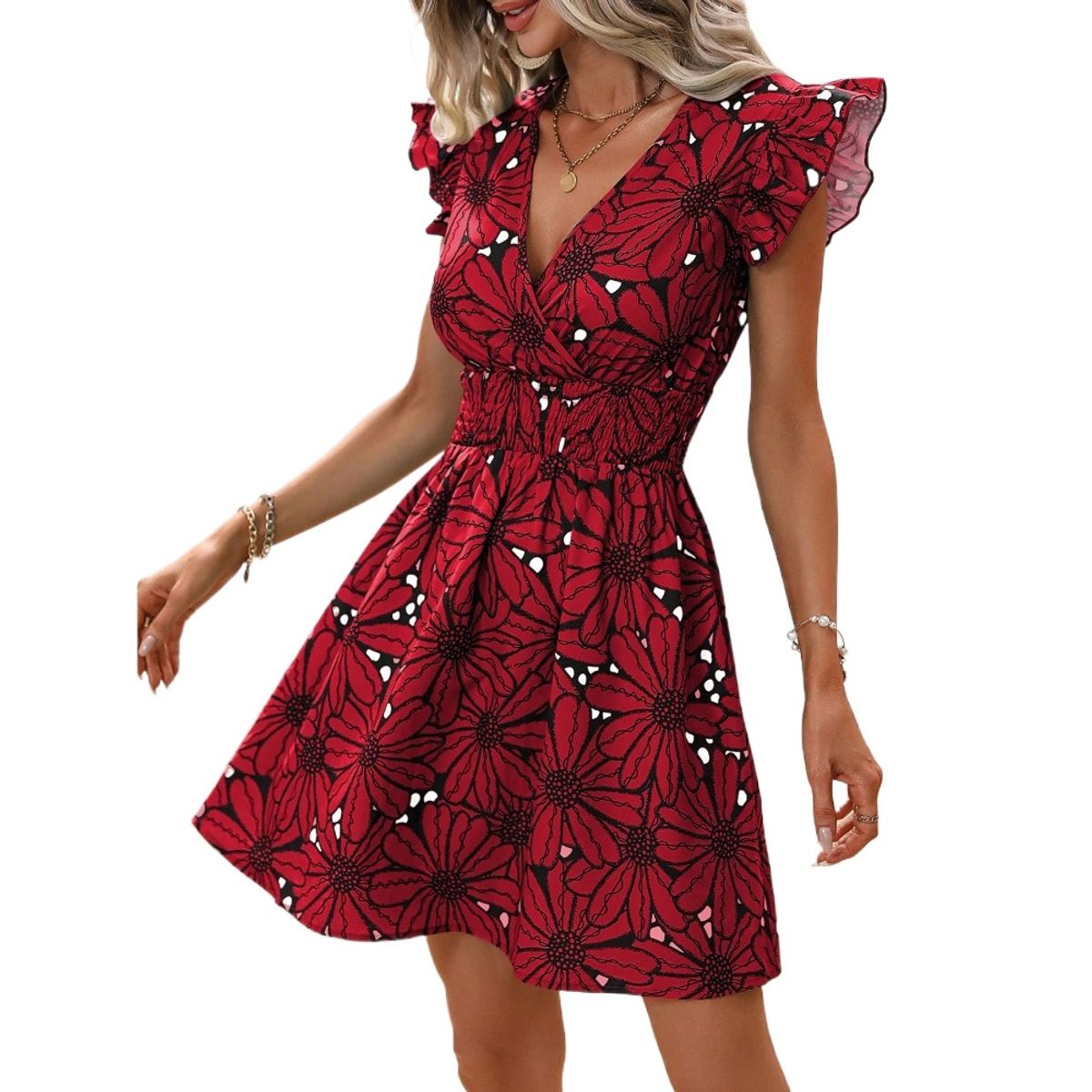 GIOIO - Vestido Mujer Casual Versátil y Cómodo Rojo