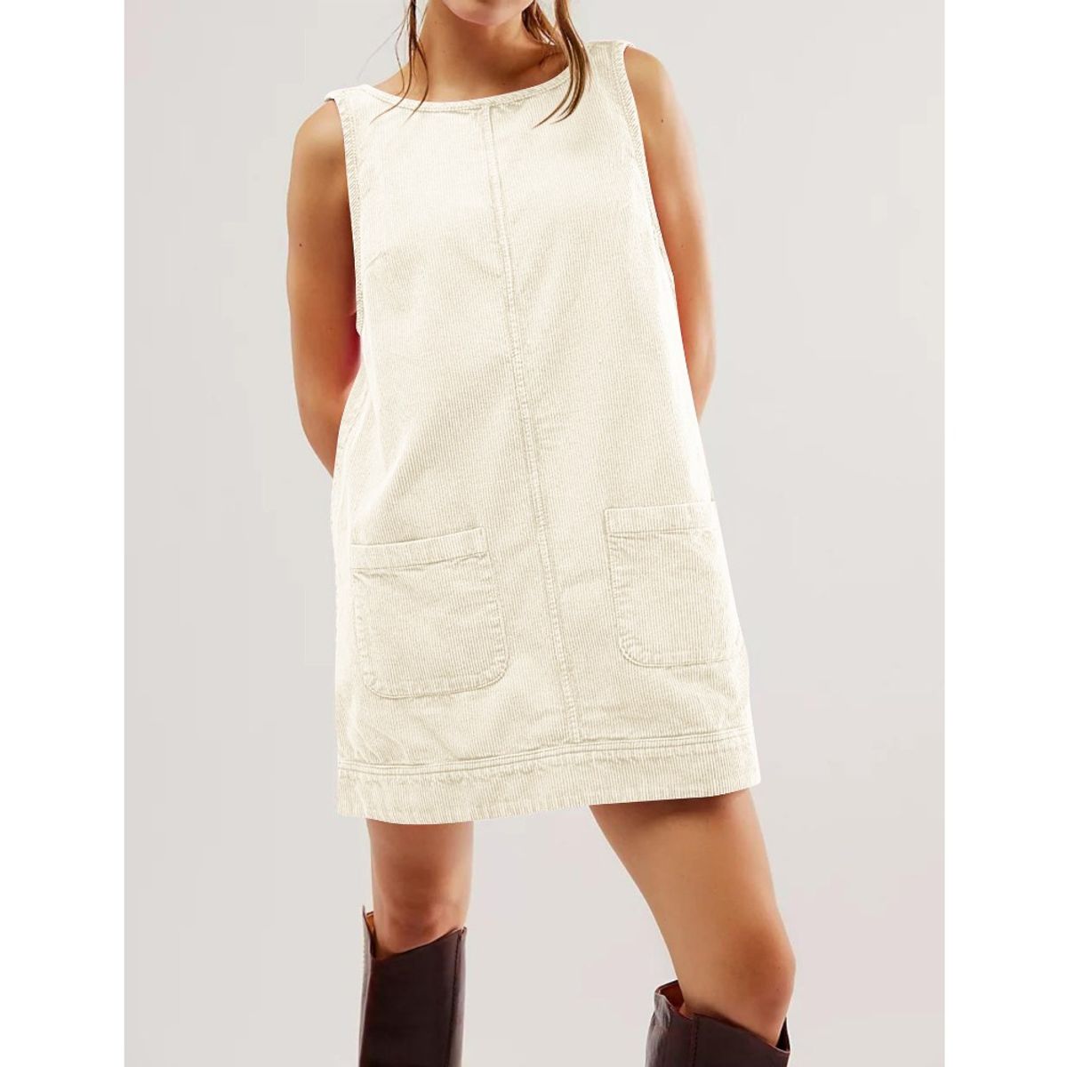 GIOIO - Vestido Mujer Casual Versátil y Cómodo Beige