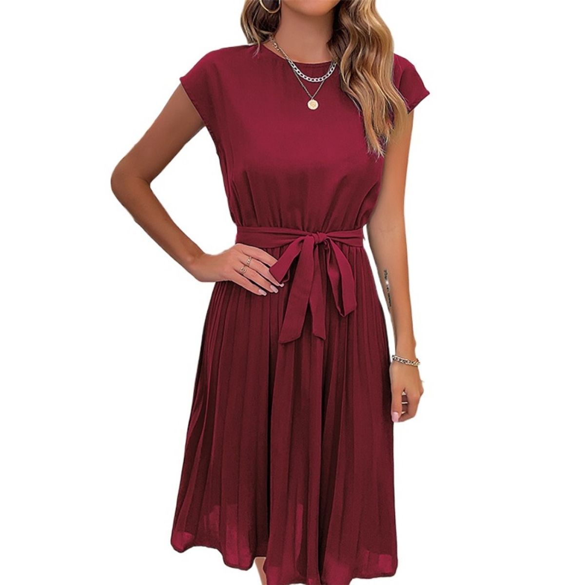 GIOIO - Vestido Mujer Casual Versátil y Cómodo Rojo