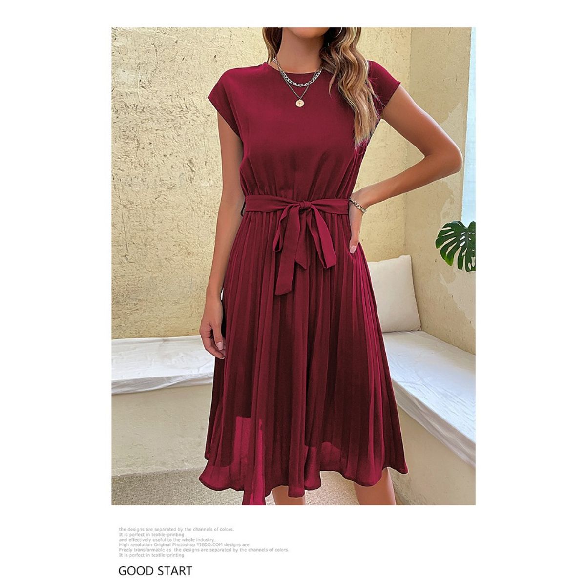 GIOIO - Vestido Mujer Casual Versátil y Cómodo Rojo