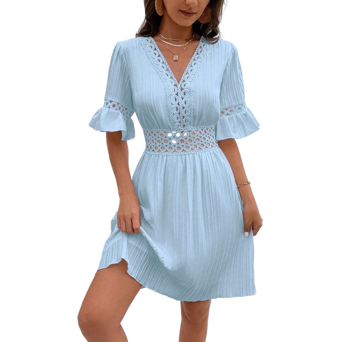 GIOIO - Vestido Mujer Casual Versátil y Cómodo Azul