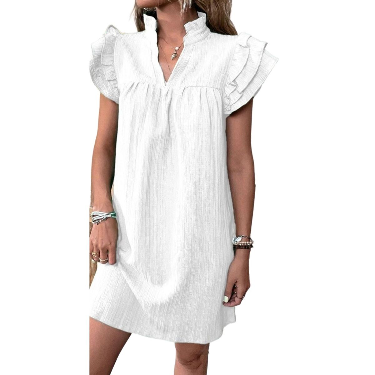 GIOIO - Vestido Mujer Casual Versátil y Cómodo Blanco