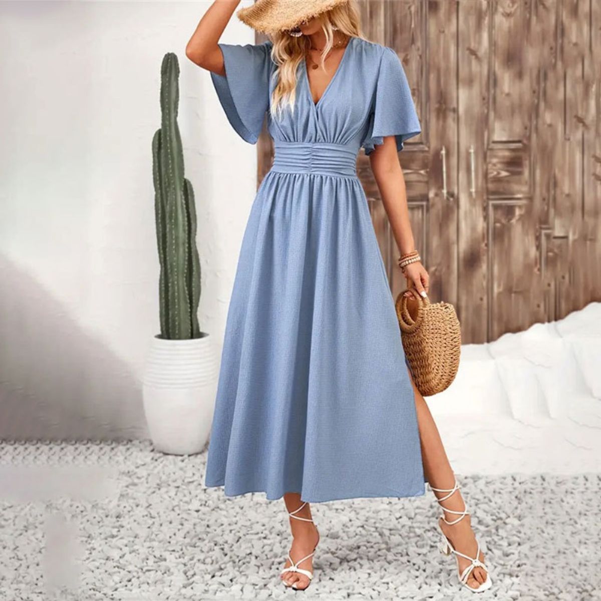 GIOIO - Vestido Mujer Casual Versátil y Cómodo Azul