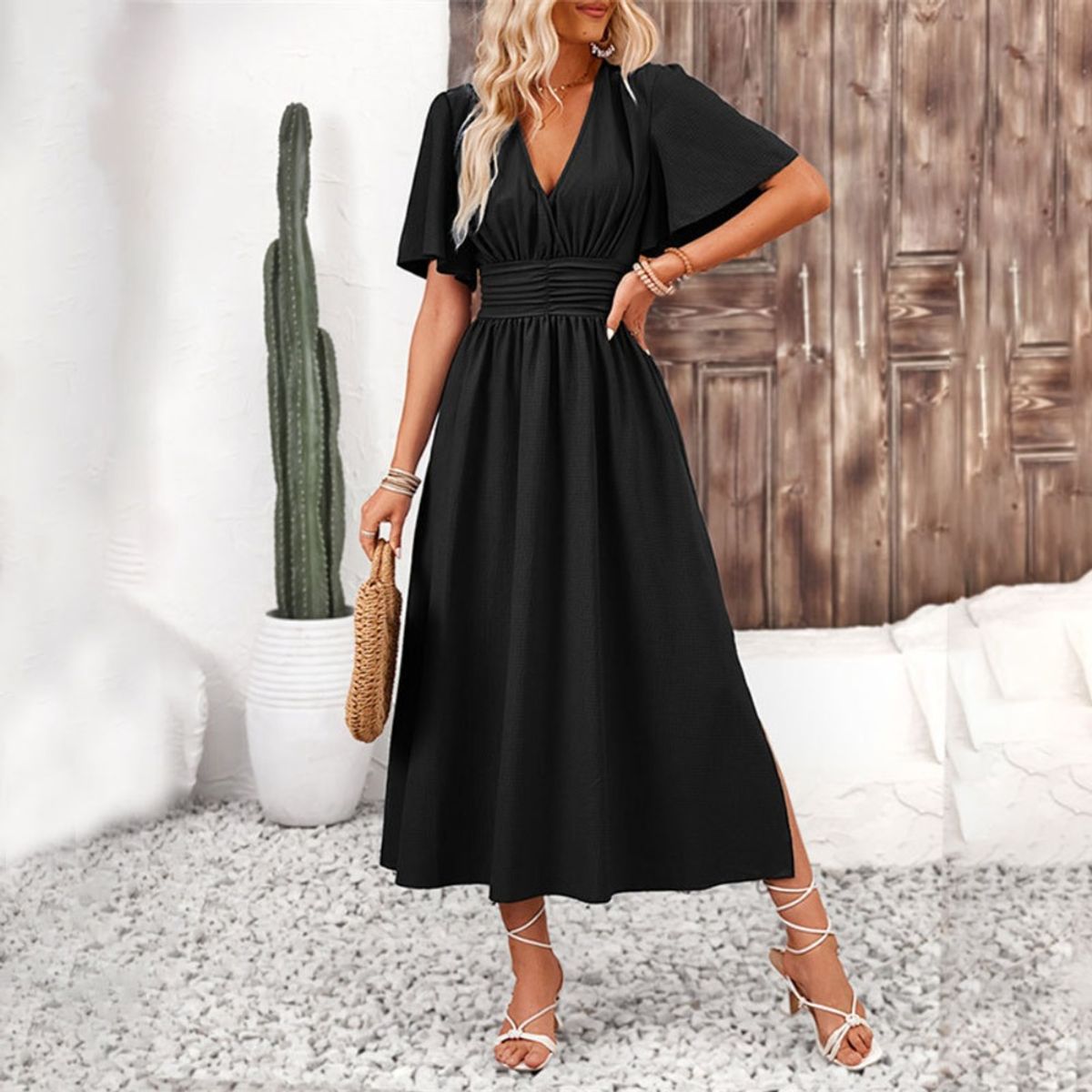 GIOIO - Vestido Mujer Casual Versátil y Cómodo Negro