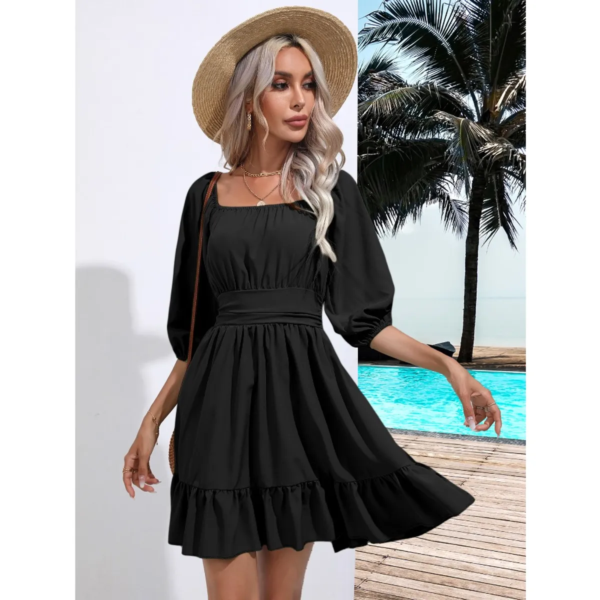GIOIO - Vestido Mujer Casual Versátil y Cómodo Negro