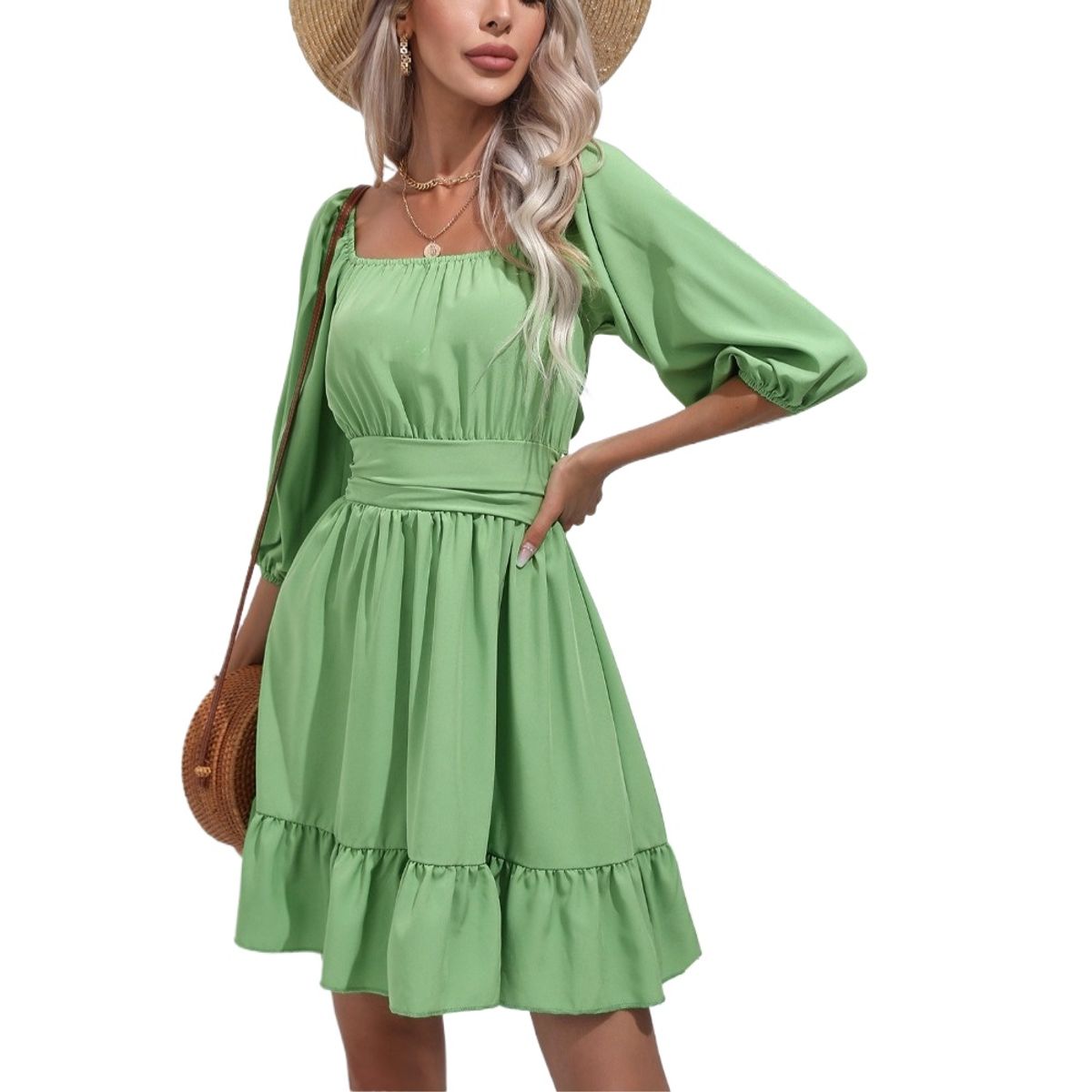 GIOIO - Vestido Mujer Casual Versátil y Cómodo Verde