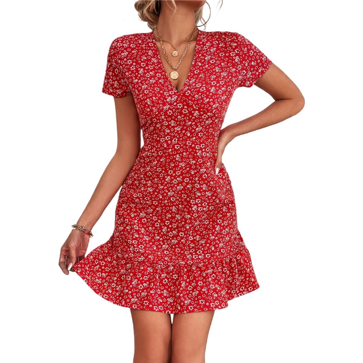 GIOIO - Vestido Mujer Casual Versátil y Cómodo Rojo