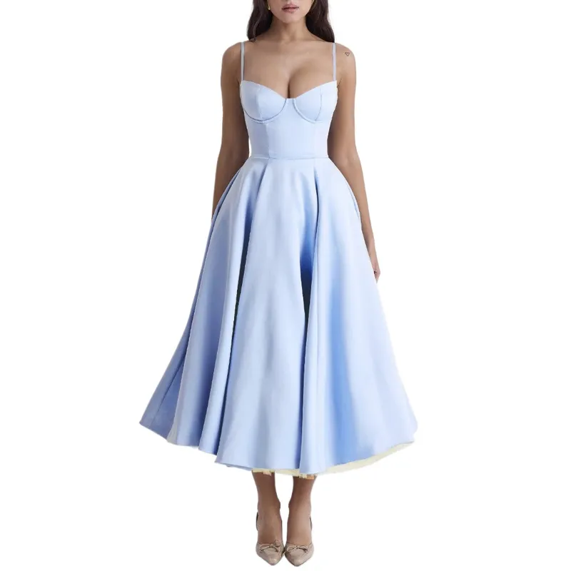 GIOIO - Vestido Mujer Casual Versátil y Cómodo Azul