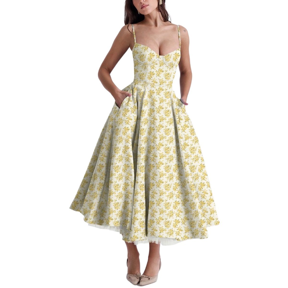 GIOIO - Vestido Mujer Casual Versátil y Cómodo Amarillo